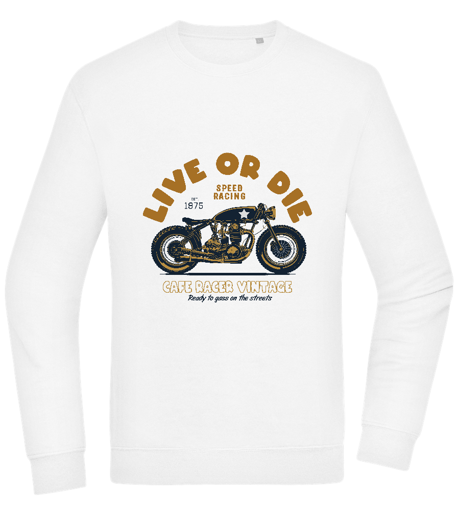 Cafe Racer Motor Design - Comfort Essential Unisex Sweater_WHITE_front