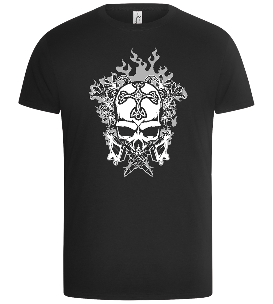 Burning Skull Design - Basic Unisex T-Shirt_DEEP BLACK_front