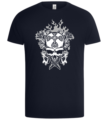 Burning Skull Design - Basic Unisex T-Shirt_FRENCH NAVY_front