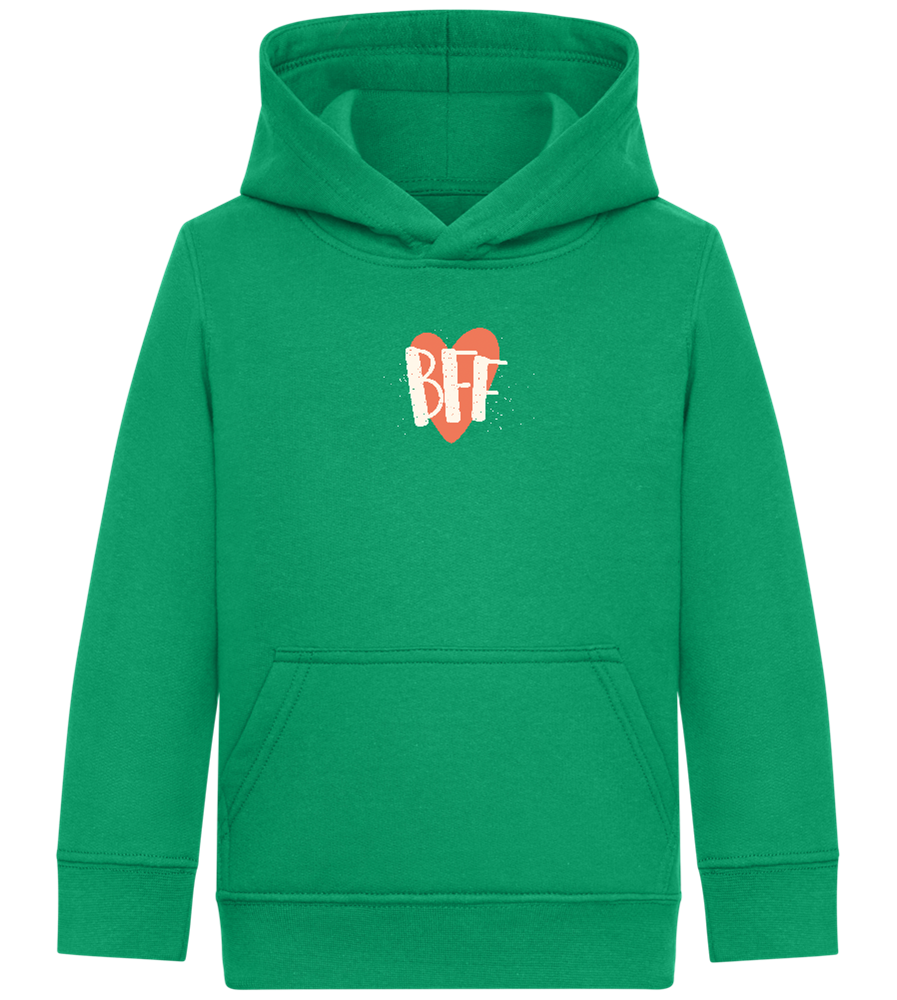 BFF Heart Design - Comfort Kids Hoodie_MEADOW GREEN_front