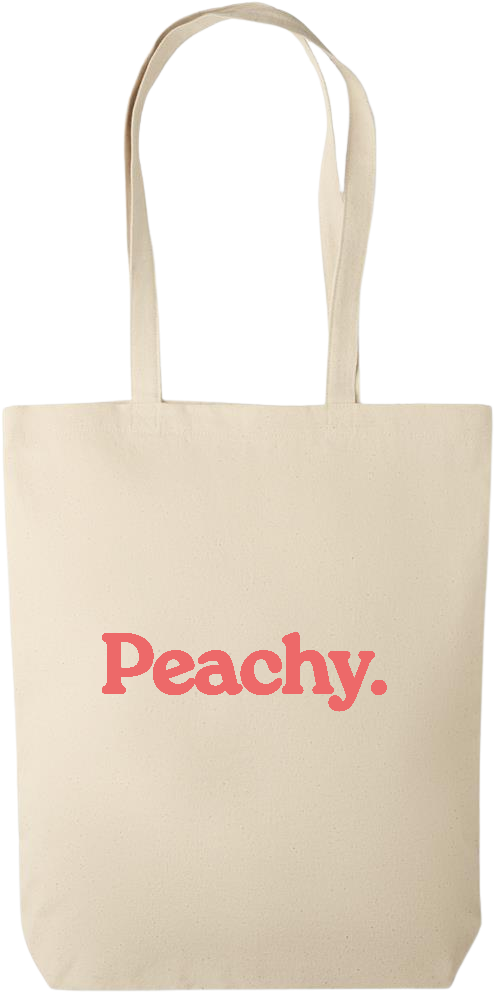 Peachy. Design - Premium canvas cotton shopping bag_BEIGE_front