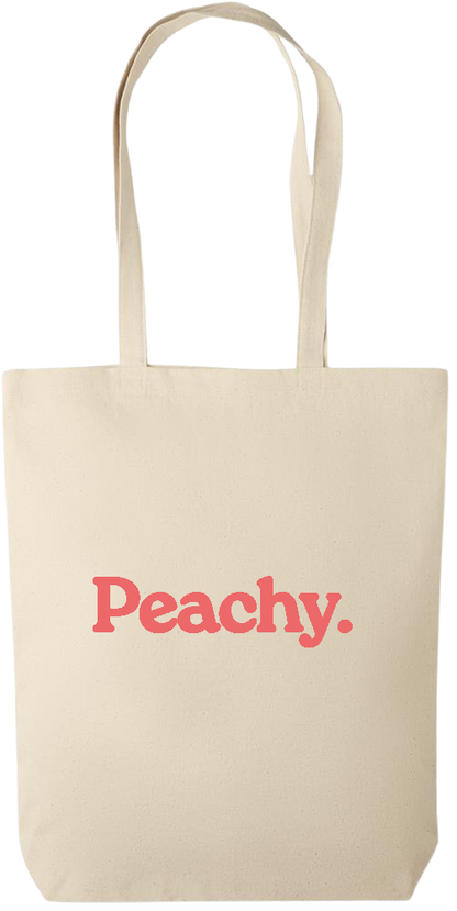 Peachy. Design - Premium canvas cotton shopping bag_BEIGE_front