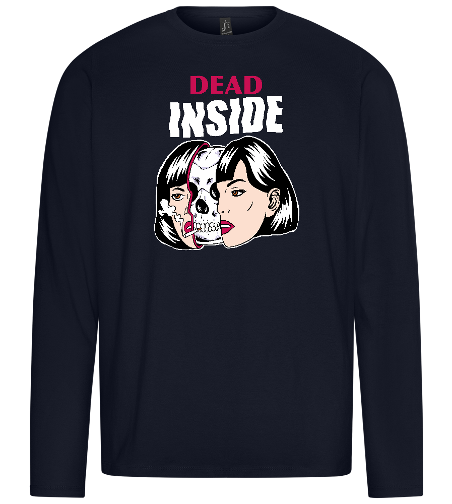 Dead Inside Skull Design - Premium men's long sleeve t-shirt_FRENCH NAVY_front