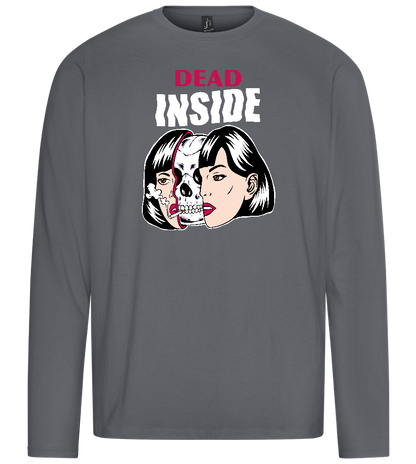 Dead Inside Skull Design - Premium men's long sleeve t-shirt_MOUSE GREY_front