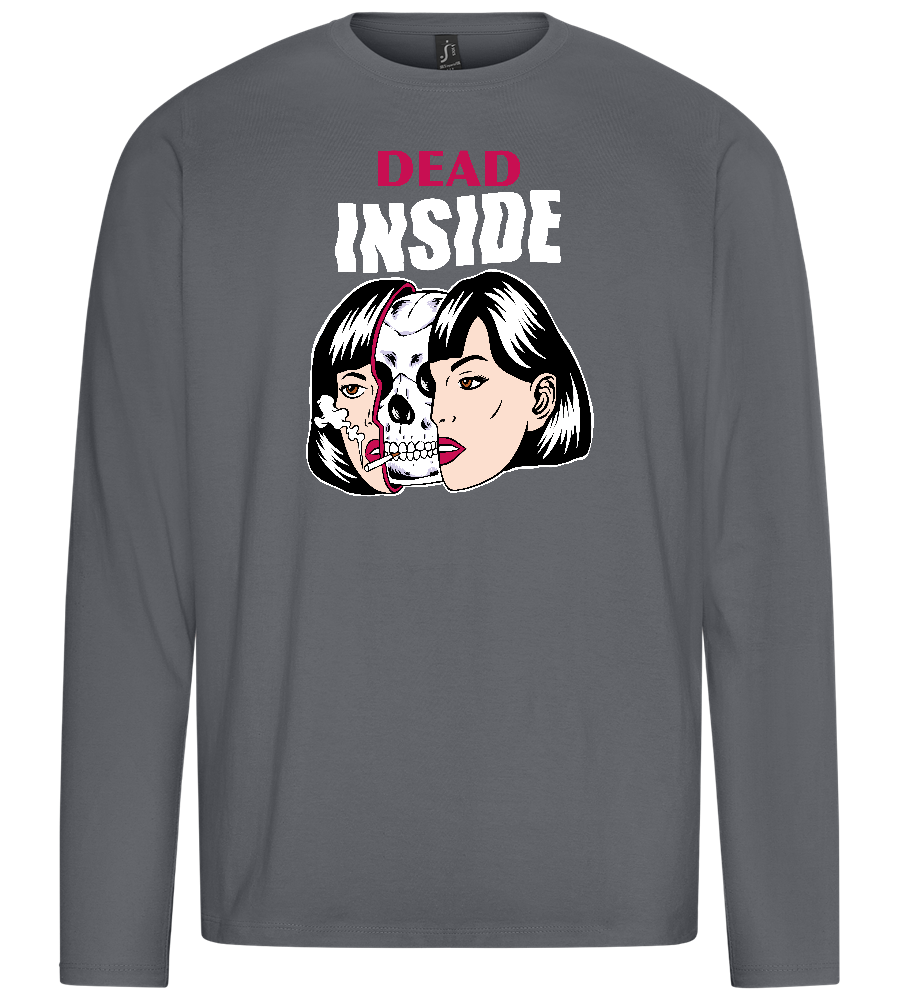 Dead Inside Skull Design - Premium men's long sleeve t-shirt_MOUSE GREY_front