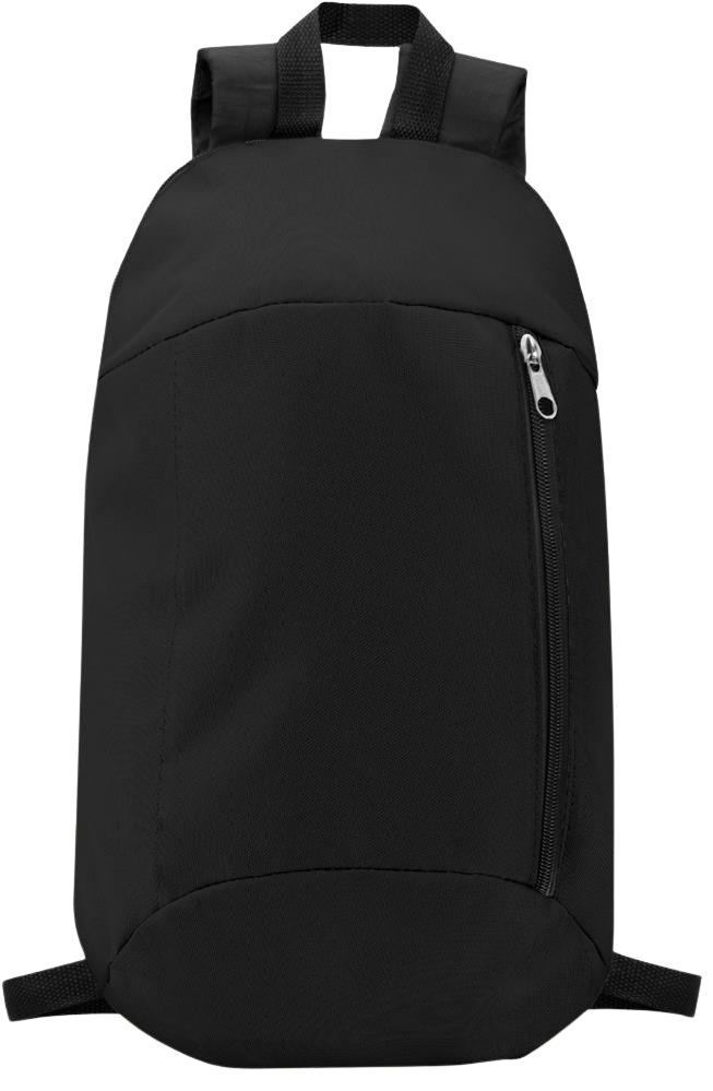 Backpack with Front Zipper Pocket_BLACK_front