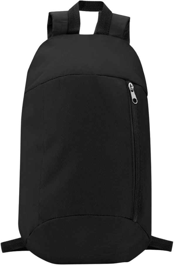Backpack with Front Zipper Pocket_BLACK_front