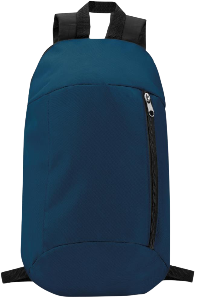 Backpack with Front Zipper Pocket_BLUE_front