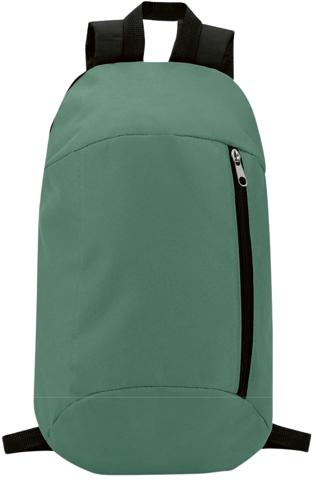 Backpack with Front Zipper Pocket_DARK GREEN_front