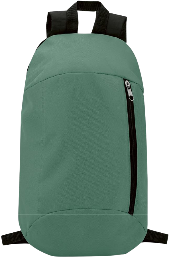 Backpack with Front Zipper Pocket_DARK GREEN_front