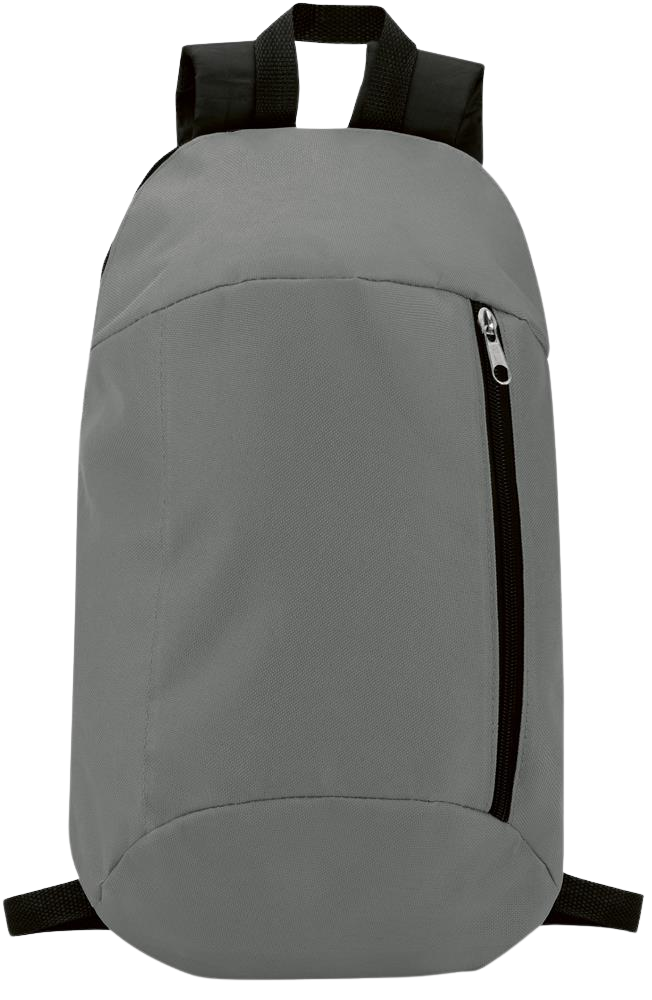 Backpack with Front Zipper Pocket_STONE GREY_front