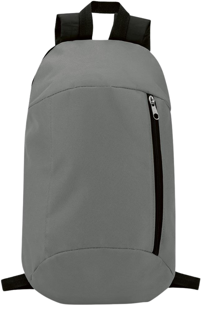 Backpack with Front Zipper Pocket_STONE GREY_front
