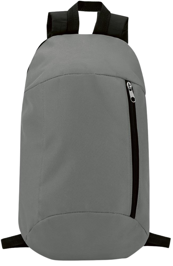 Backpack with Front Zipper Pocket_STONE GREY_front