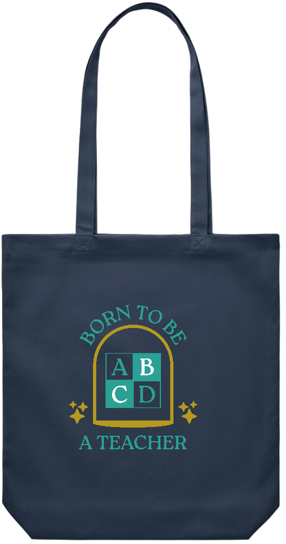 Born to be a Teacher Design - Premium Canvas colored cotton shopping bag_FRENCH NAVY_front