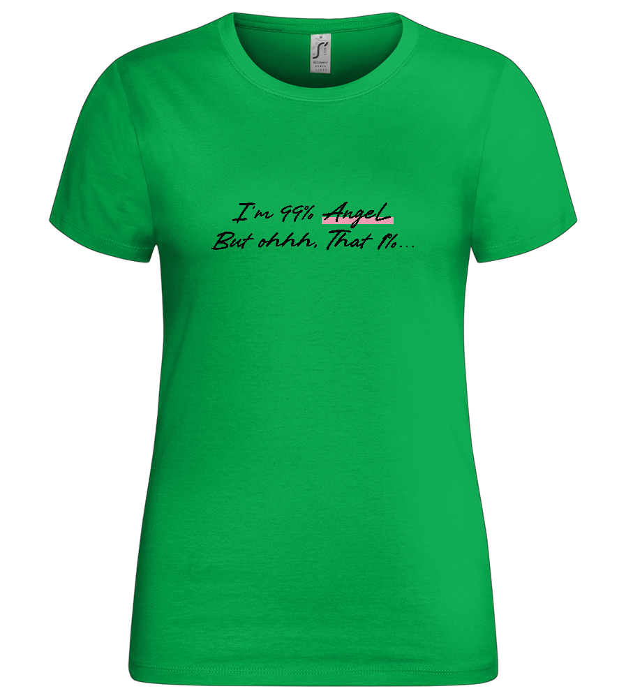 99% Angel Design - Premium women's t-shirt_MEADOW GREEN_front