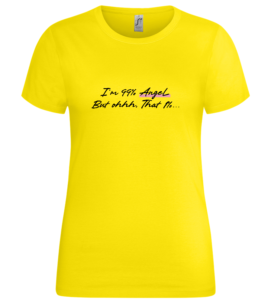 99% Angel Design - Premium women's t-shirt_YELLOW_front