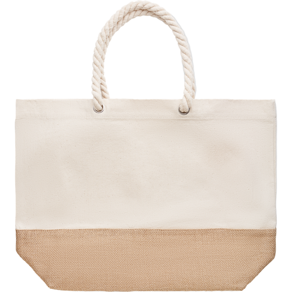 Canvas Beach Bag with Jute Detail_BEIGE_front
