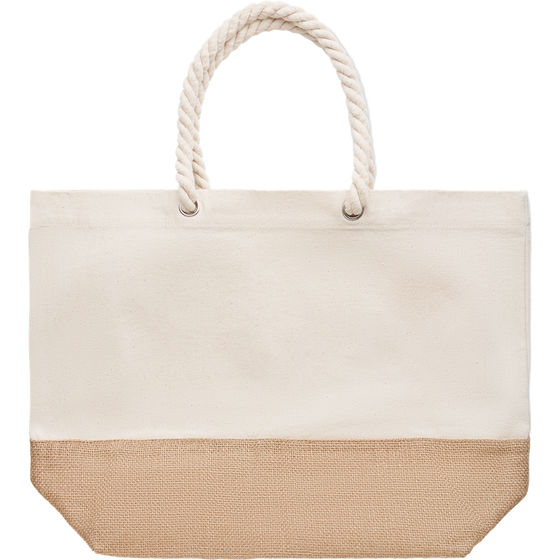 Canvas Beach Bag with Jute Detail_BEIGE_front