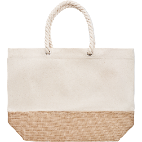 Canvas Beach Bag with Jute Detail_BEIGE_front
