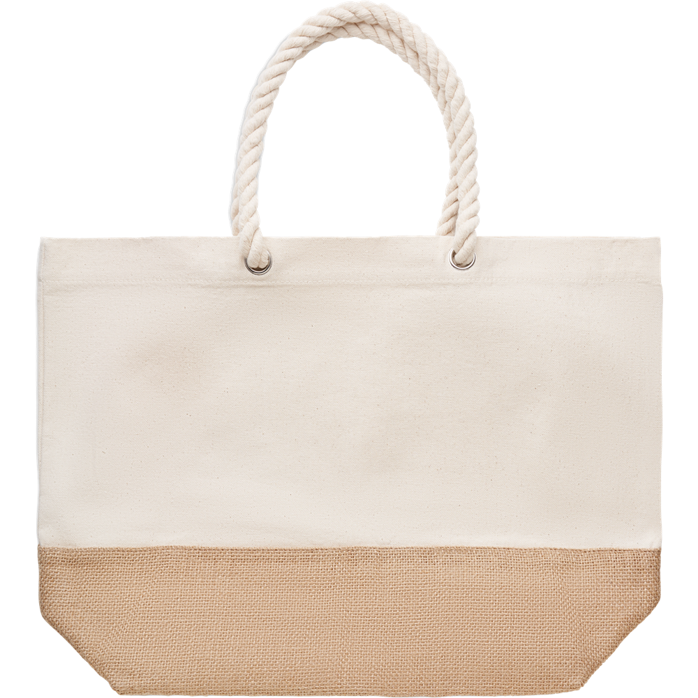 Canvas Beach Bag with Jute Detail_BEIGE_back
