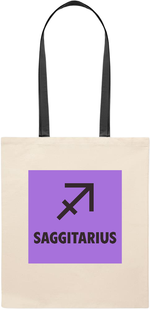 Zodiac Saggitarius Design - Essential colored handle tote bag_BLACK_front