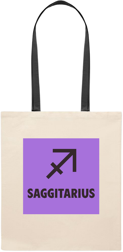 Zodiac Saggitarius Design - Essential colored handle tote bag_BLACK_front