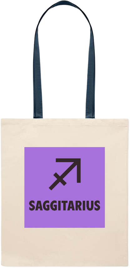 Zodiac Saggitarius Design - Essential colored handle tote bag_BLUE_front