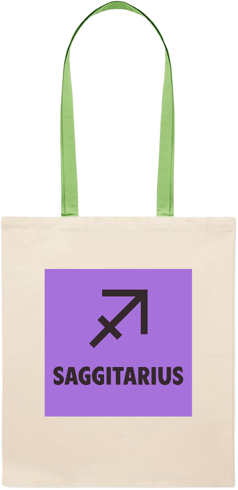 Zodiac Saggitarius Design - Essential colored handle tote bag_LIME_front