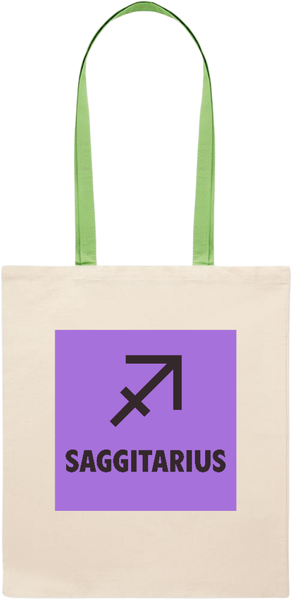 Zodiac Saggitarius Design - Essential colored handle tote bag_LIME_front