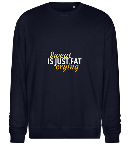 Sweat is Just Fat Crying Design - Comfort Essential Unisex Sweater_FRENCH NAVY_front