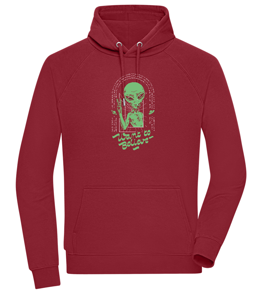 Want To Believe Alien Design - Comfort unisex hoodie_BORDEAUX_front