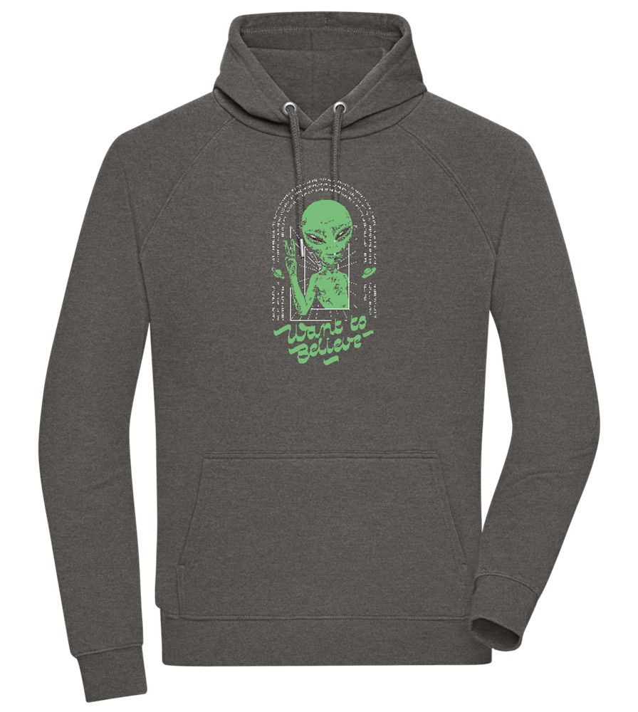 Want To Believe Alien Design - Comfort unisex hoodie_CHARCOAL CHIN_front