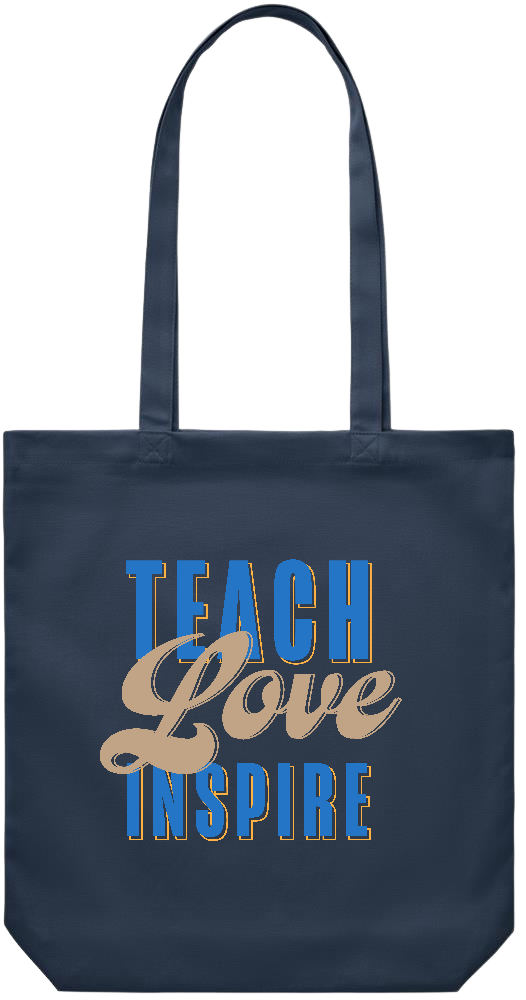 Teach Love Inspire Design - Premium Canvas colored cotton shopping bag_FRENCH NAVY_front