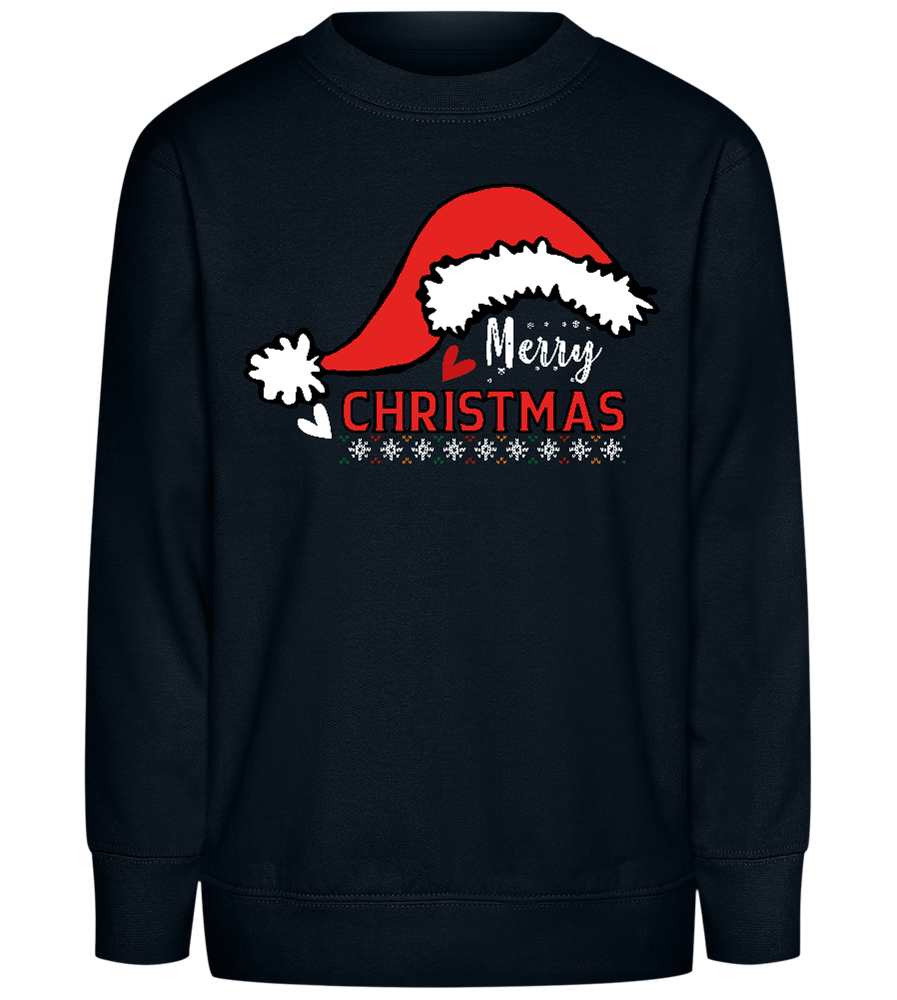 Cheerful Christmas Hat Design - Comfort Kids Sweater_BLACK_front