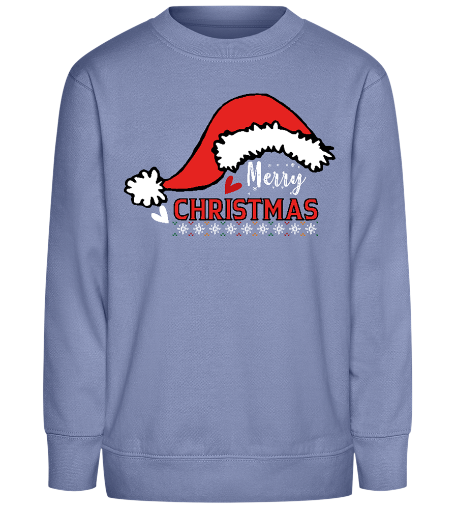 Cheerful Christmas Hat Design - Comfort Kids Sweater_BLUE_front