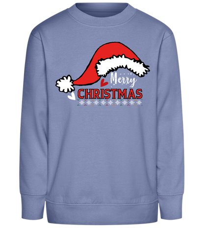 Cheerful Christmas Hat Design - Comfort Kids Sweater_BLUE_front