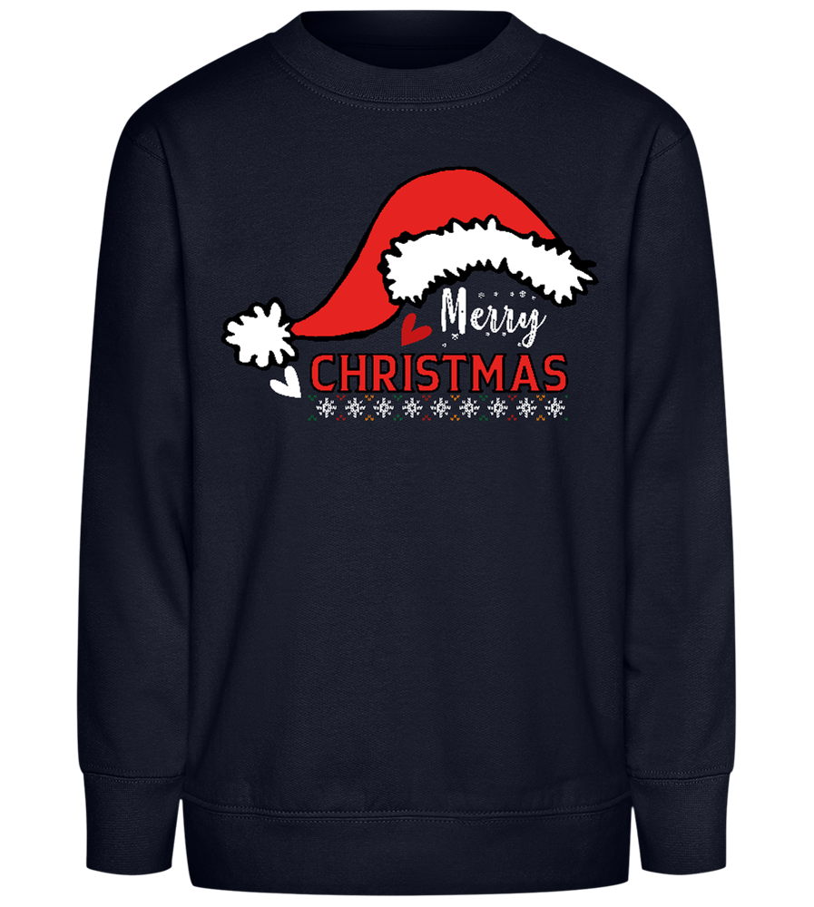 Cheerful Christmas Hat Design - Comfort Kids Sweater_FRENCH NAVY_front