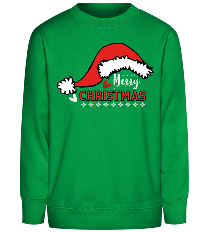 Cheerful Christmas Hat Design - Comfort Kids Sweater_MEADOW GREEN_front