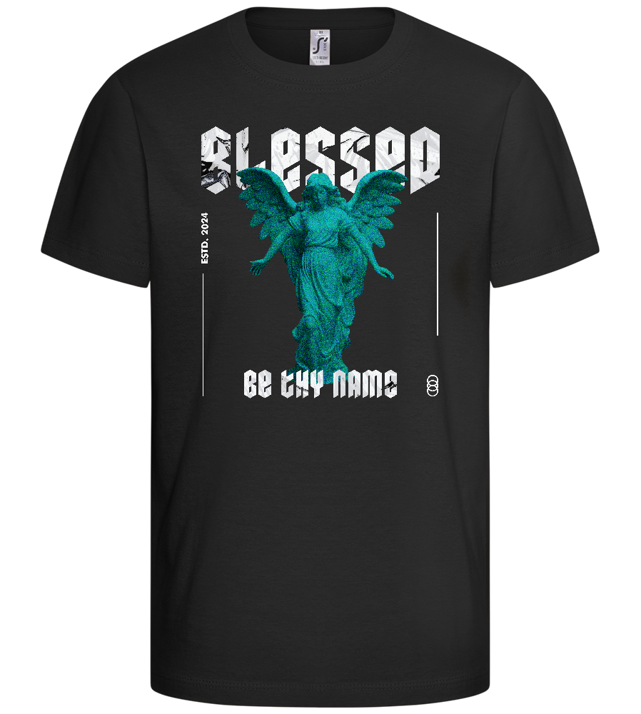 Blessed By An Angel Design - Basic kids t-shirt_DEEP BLACK_front