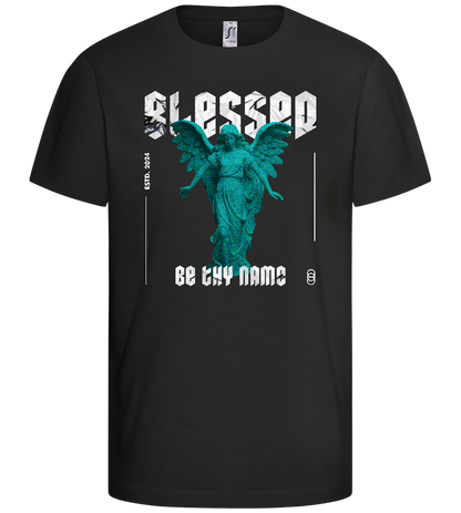 Blessed By An Angel Design - Basic kids t-shirt_DEEP BLACK_front