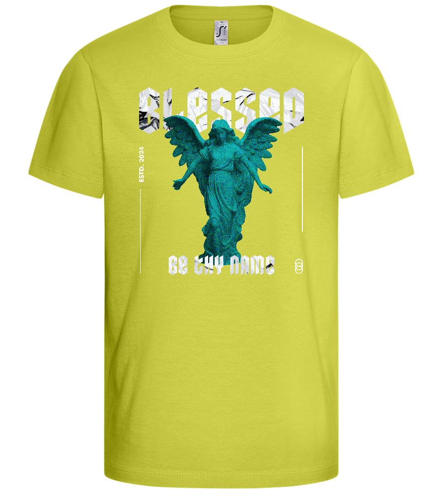 Blessed By An Angel Design - Basic kids t-shirt_GREEN APPLE_front