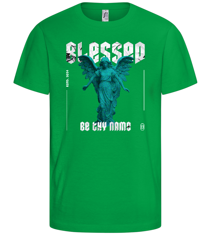 Blessed By An Angel Design - Basic kids t-shirt_MEADOW GREEN_front