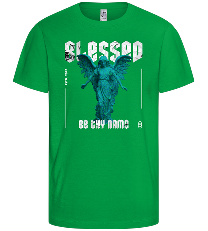 Blessed By An Angel Design - Basic kids t-shirt_MEADOW GREEN_front