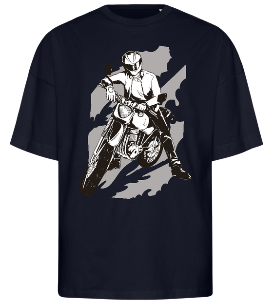 Rebel on Wheels Design - Premium men's oversized t-shirt_FRENCH NAVY_front