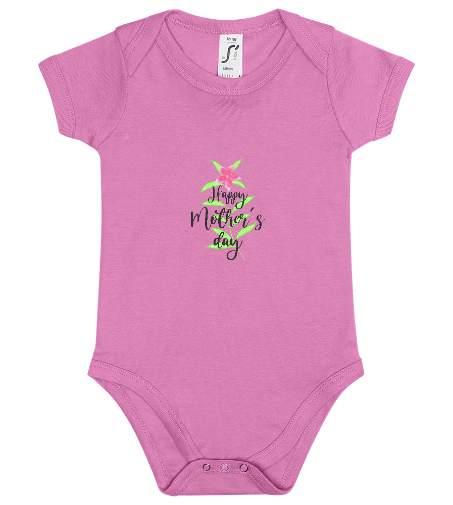 Mother's Day Leafs Design - Baby bodysuit_PINK ORCHID_front