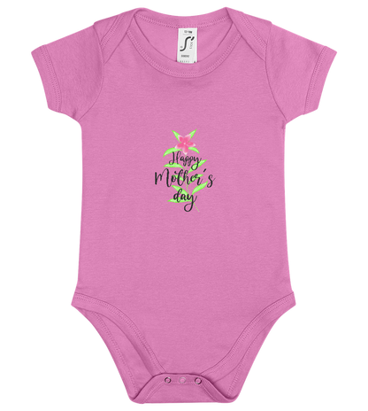 Mother's Day Leafs Design - Baby bodysuit_PINK ORCHID_front