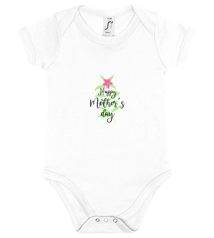 Mother's Day Leafs Design - Baby bodysuit_WHITE_front