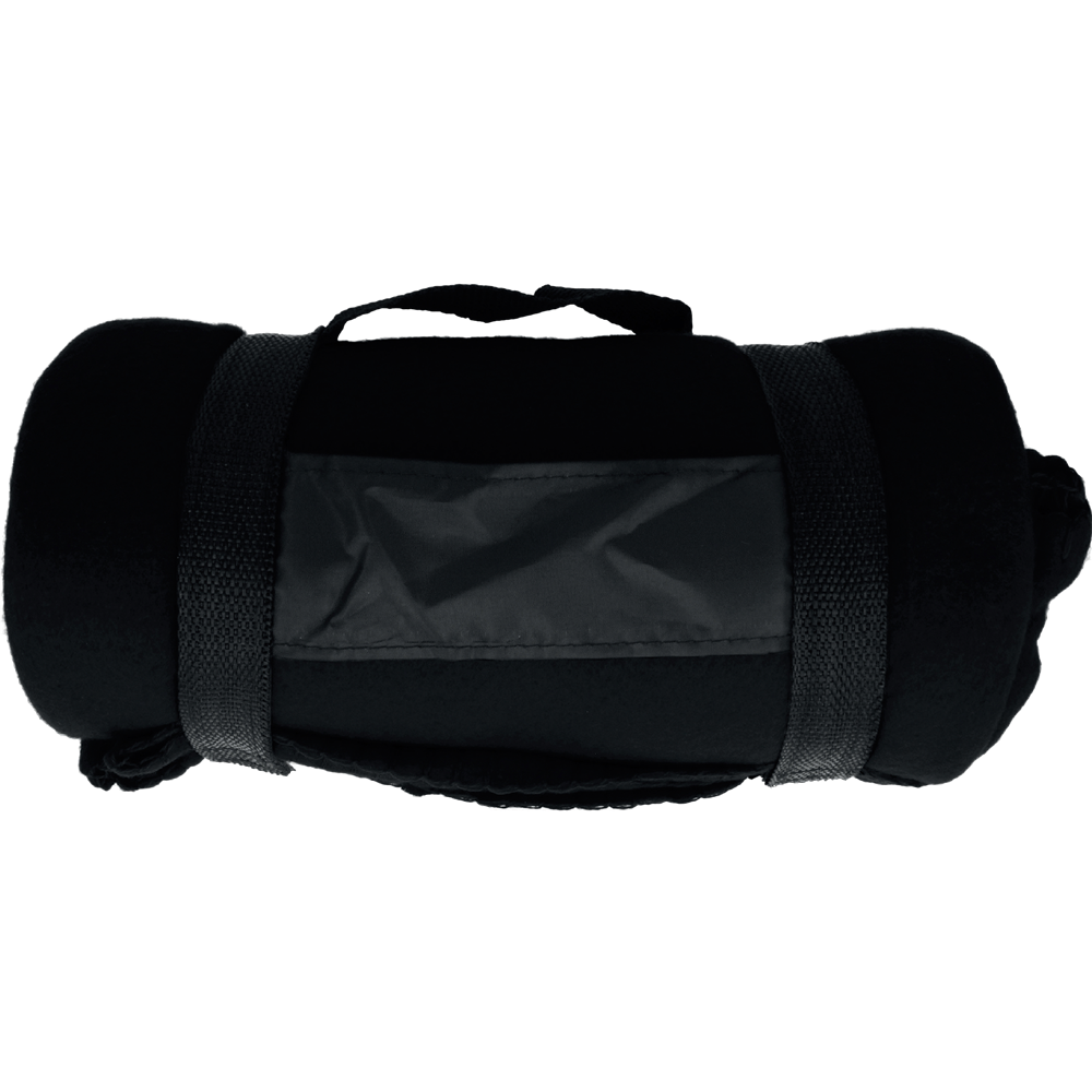Fleece Blanket with Nylon Handle_BLACK_front