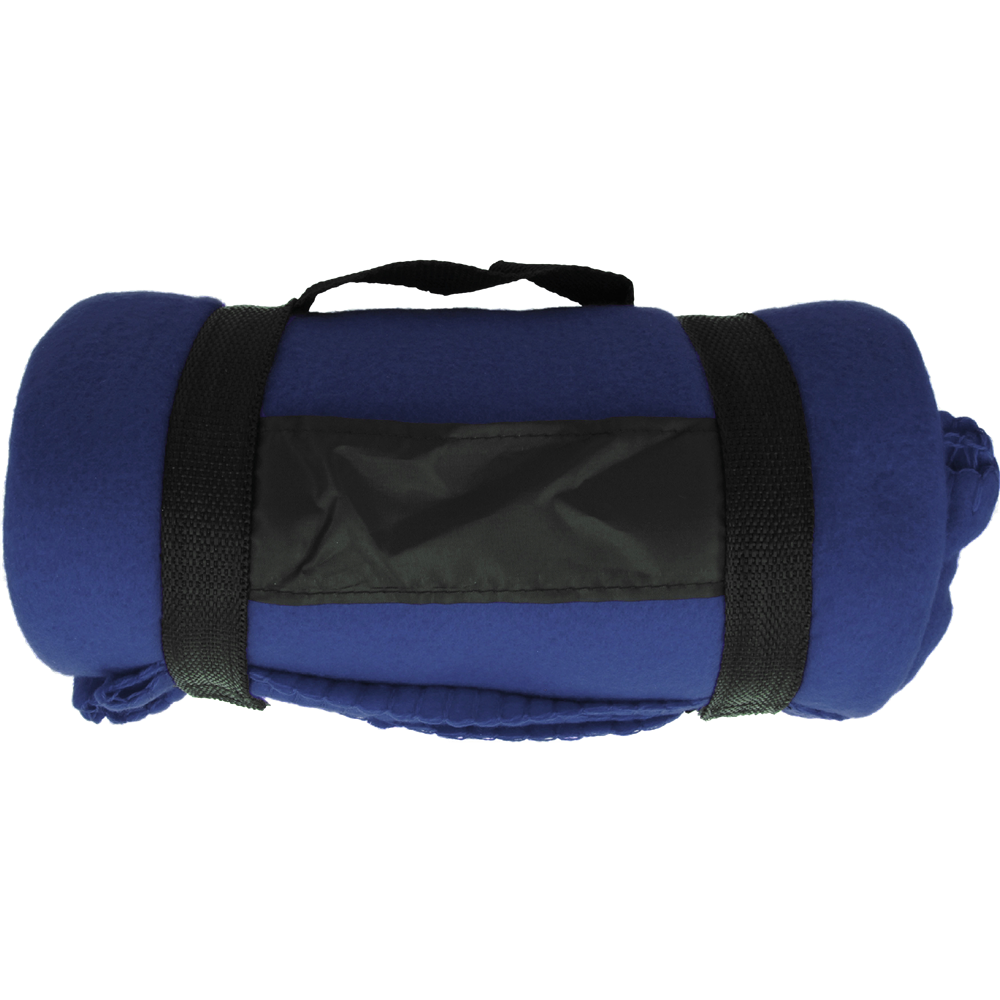Fleece Blanket with Nylon Handle_BLUE_front