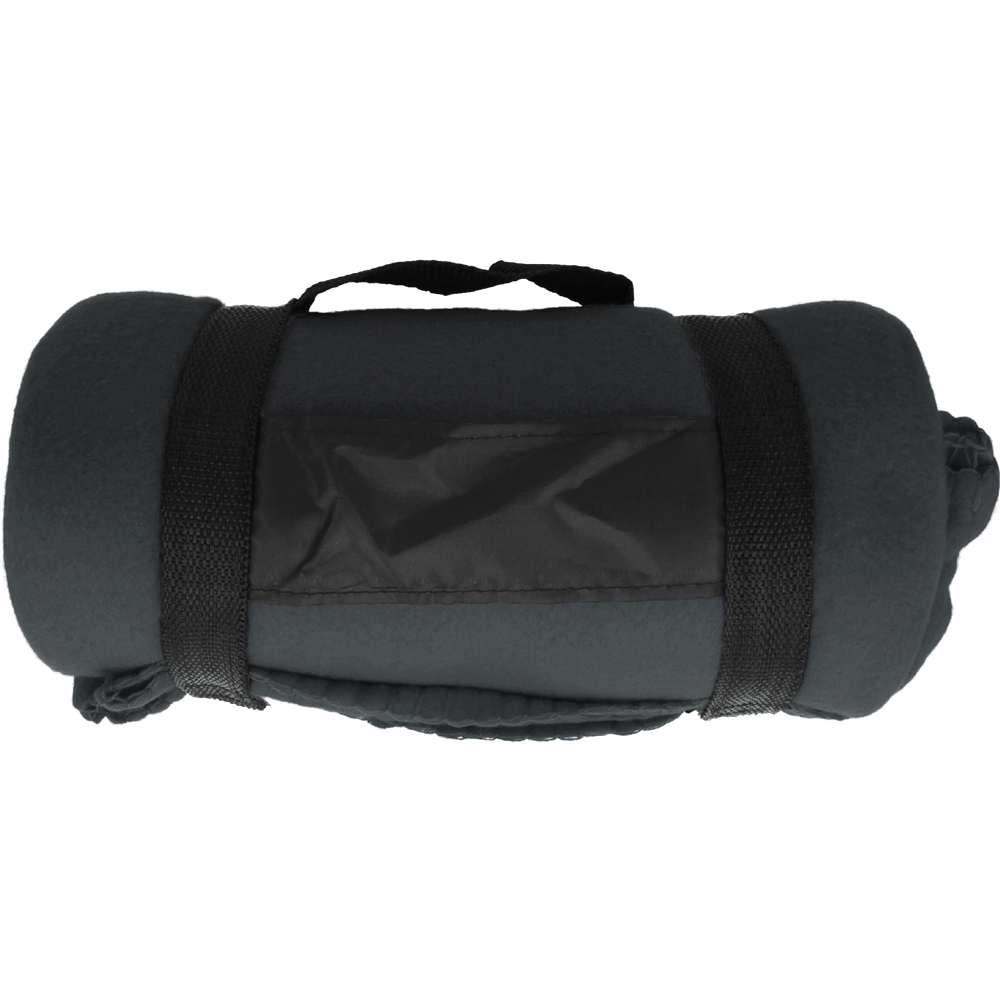 Fleece Blanket with Nylon Handle_GREY_front